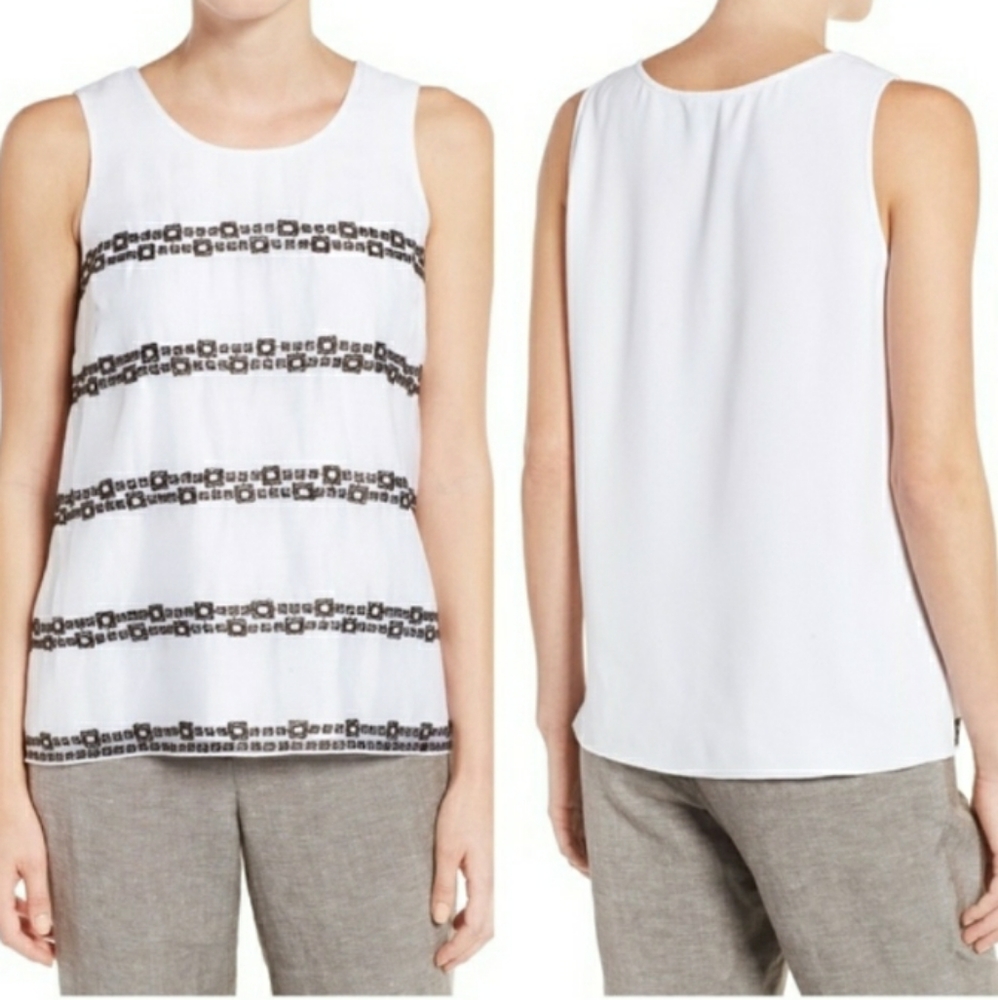 NIC + ZOE Squared away Embroidered Tank Top